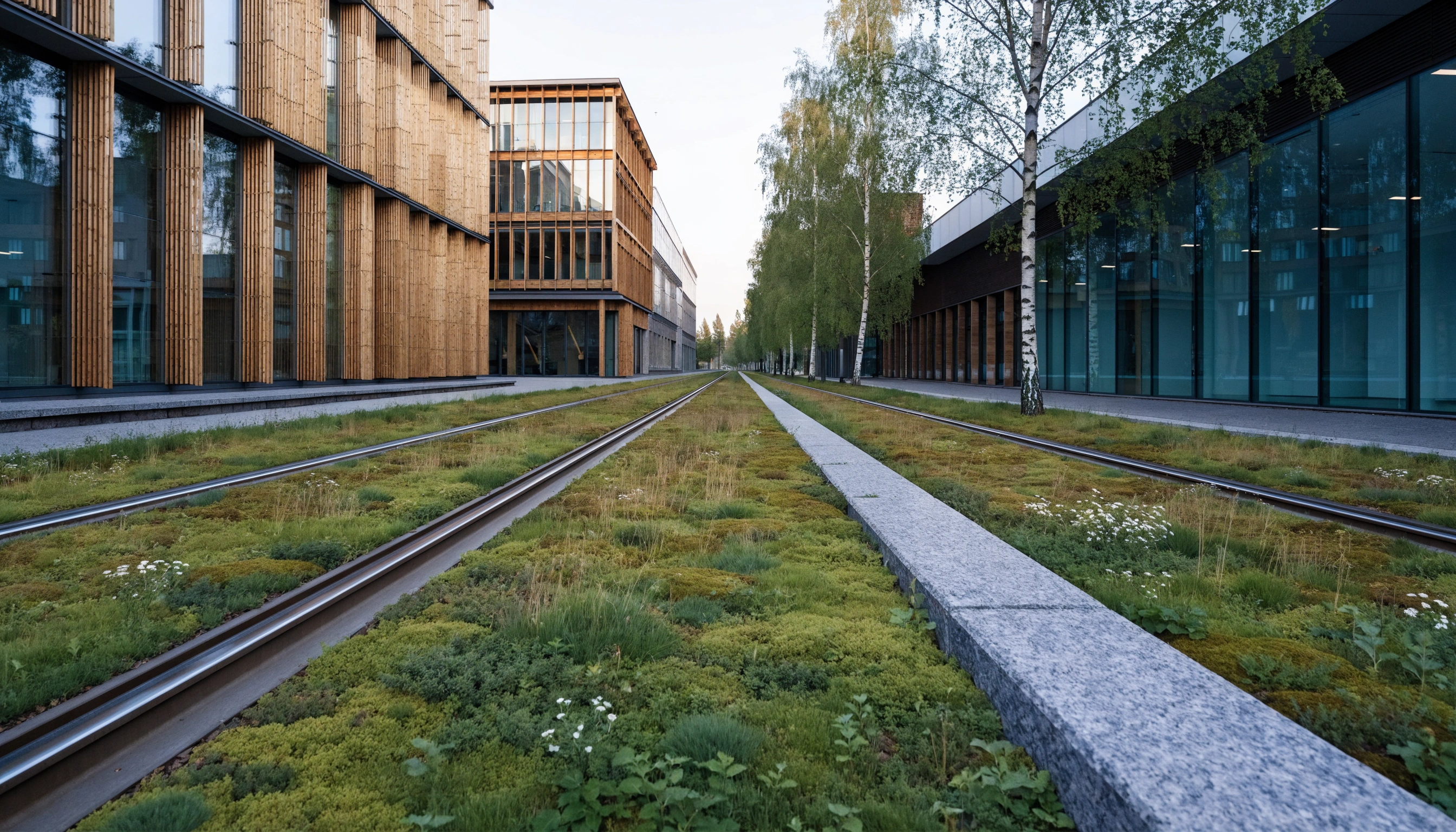 Sempergreen roheinfrastruktuur ja sedumiga kaetud trammitee koridor Eestis